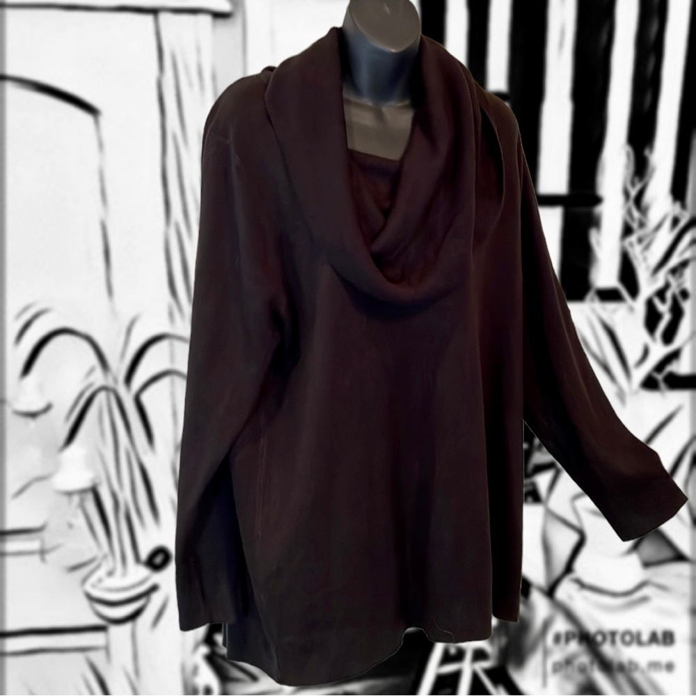 Cowl Neck Solid Deep Black Sweater. The Softest, Gorgeous Drape & Feel.